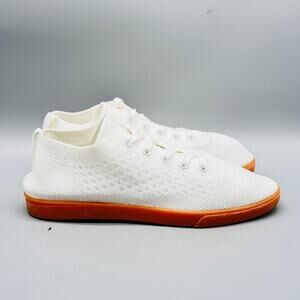 SUAVS Shoes Womens 7 White Knit Orange Gum Zilker Lace Up Low Top Casual Sneaker
